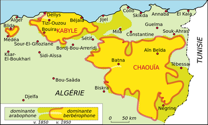 carte linguistique du kabyle