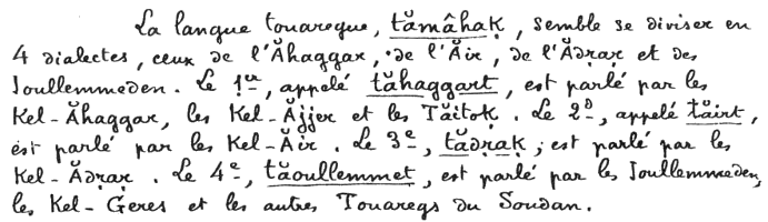 Dictionnaire touareg-français de Charles de Foucauld